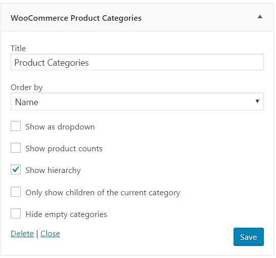 Widget WooCommerce产品类别