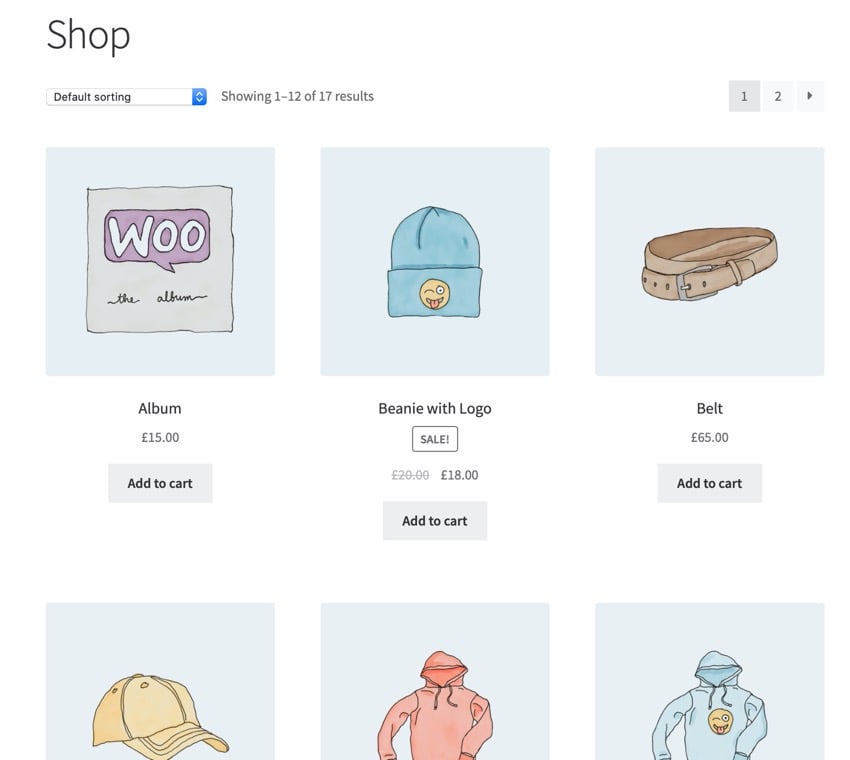 用于显示 WooCommerce 类别、子类别和产品的单独列表