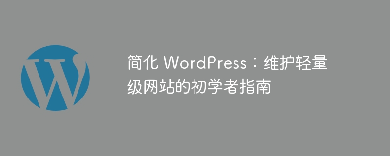 简化 WordPress：维护轻量级网站的初学者指南