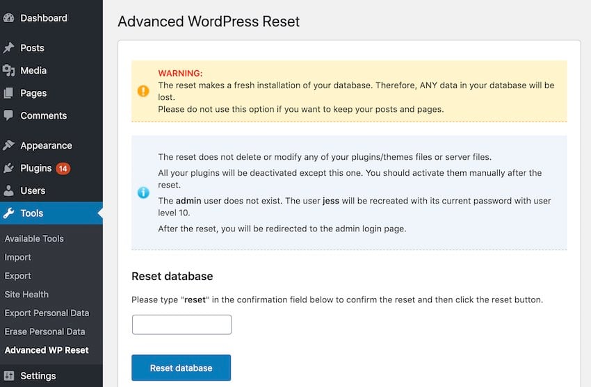 重置 WordPress 网站的指南