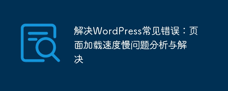 解决WordPress常见错误：页面加载速度慢问题分析与解决