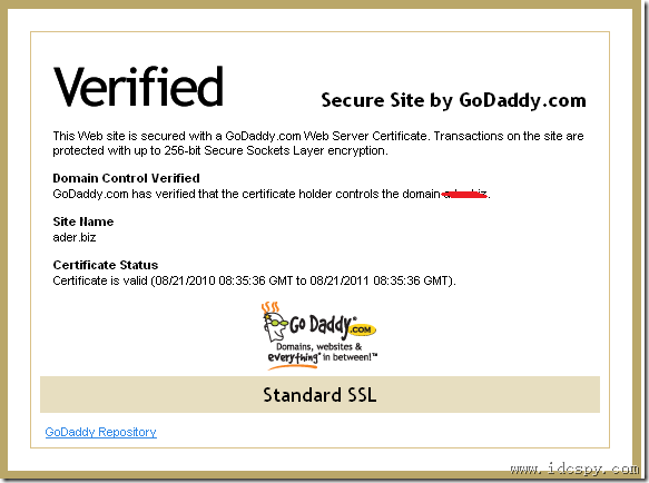 godaddy 的ssl site seal