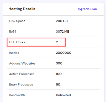 Hostinger主机方案CPU参数限制是多少？