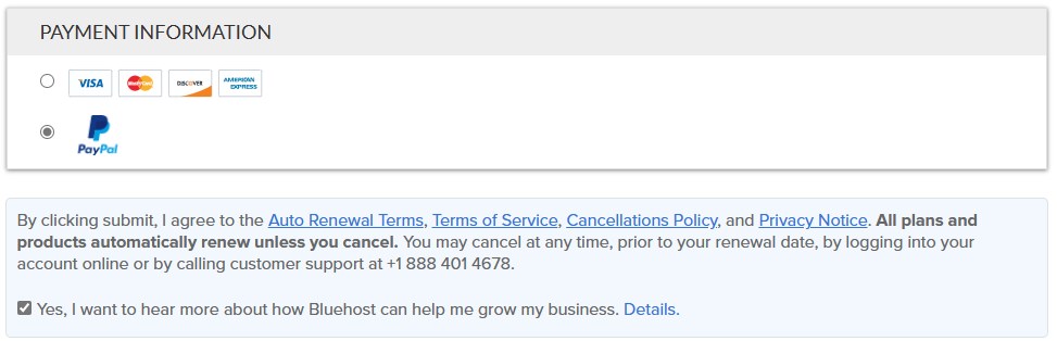BlueHost主机付款方式