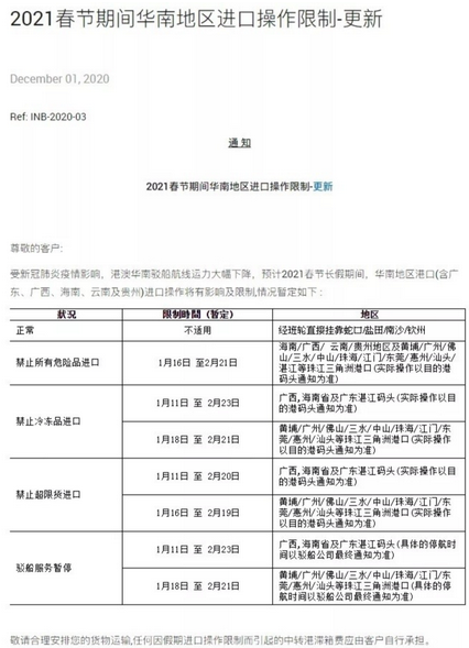 船公司暂停接收华南港口货物！