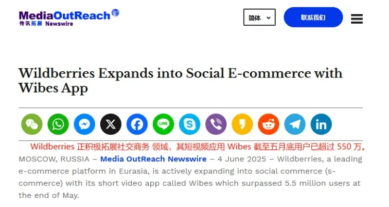 Wildberries社交电商快速崛起,用户数突破500万