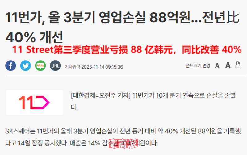 11Street找到赚钱门路,三季度亏损大幅收窄